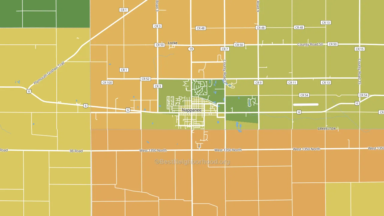 46550, IN block-group voter-turnout map