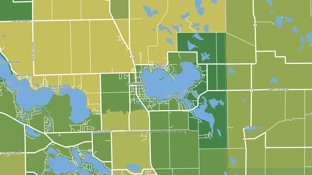 46555, IN block-group voter-turnout map