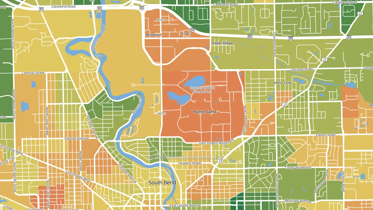 46556, IN block-group voter-turnout map