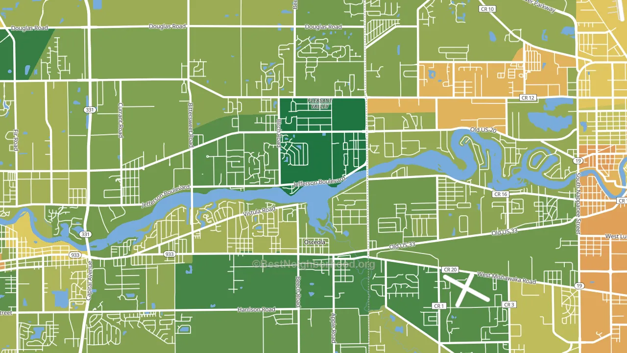 46561, IN block-group voter-turnout map