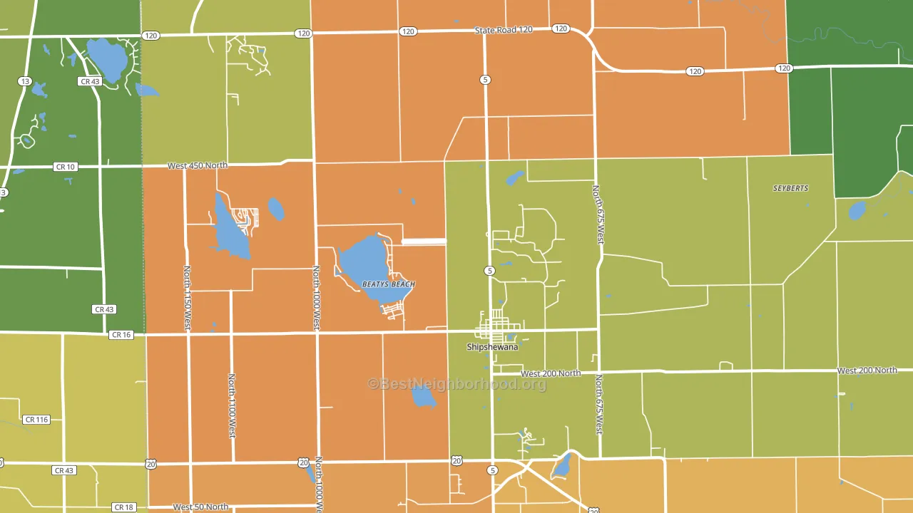 46565, IN block-group voter-turnout map