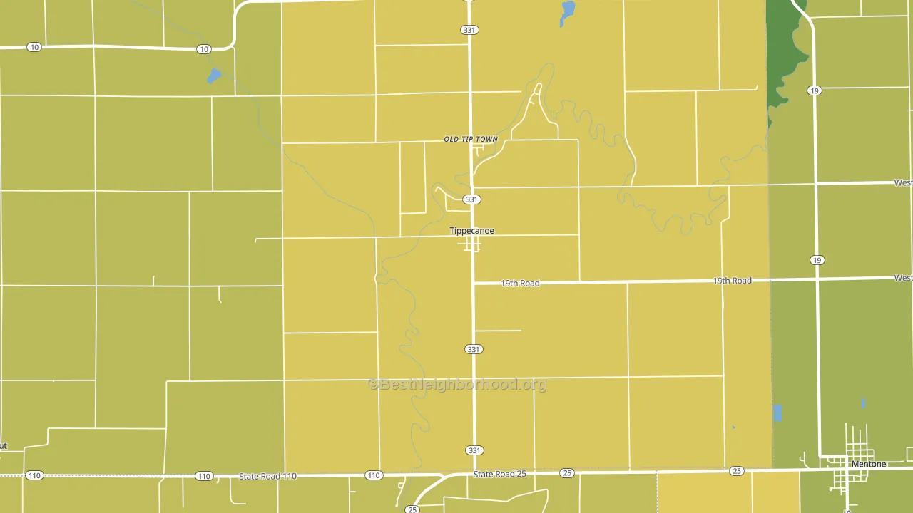 46570, IN block-group voter-turnout map
