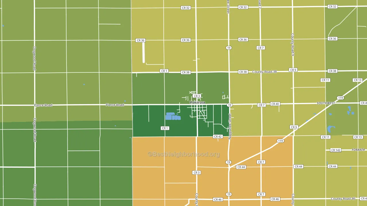 46573, IN block-group voter-turnout map