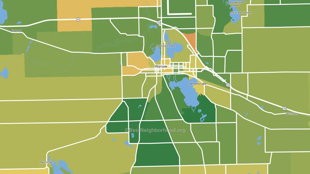 46580, IN block-group voter-turnout map