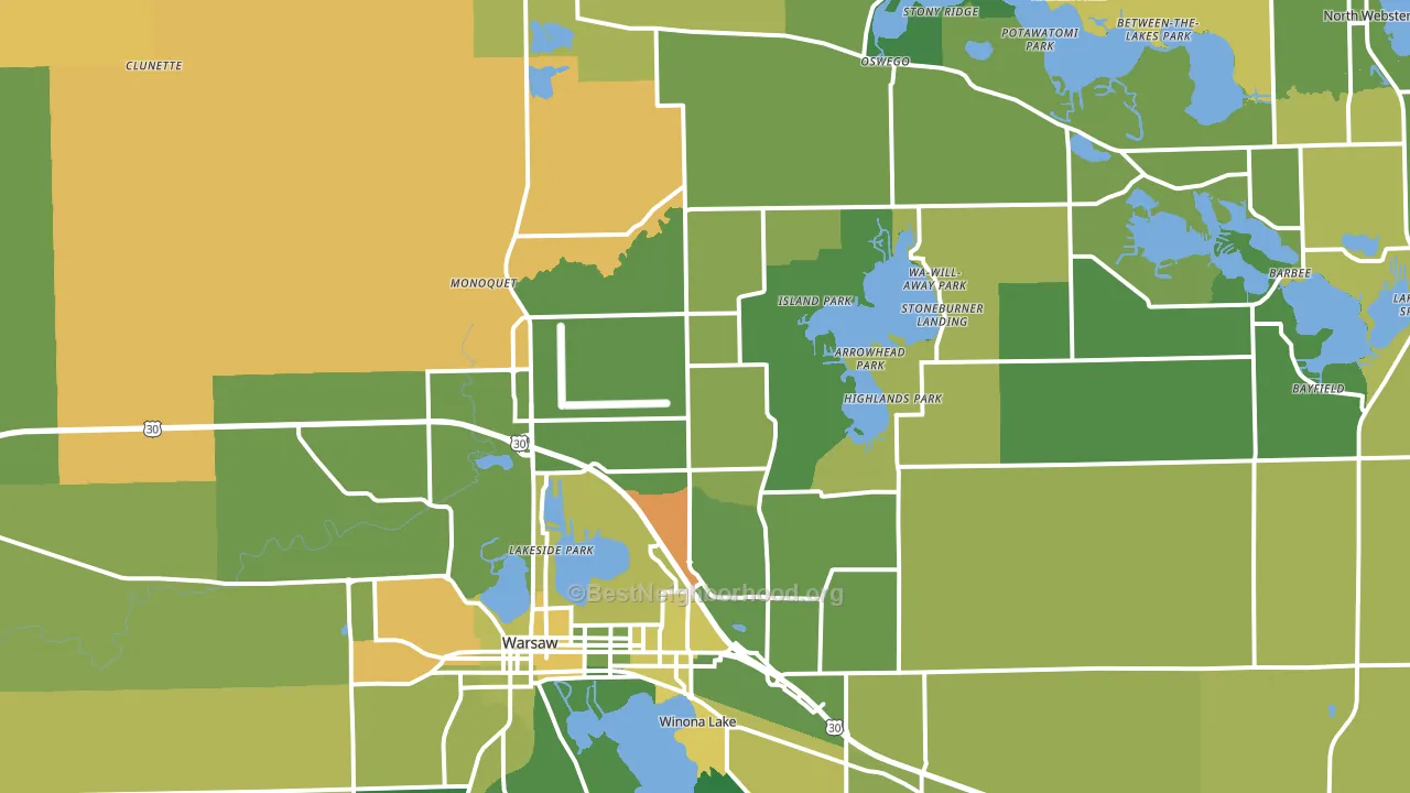 46582, IN block-group voter-turnout map