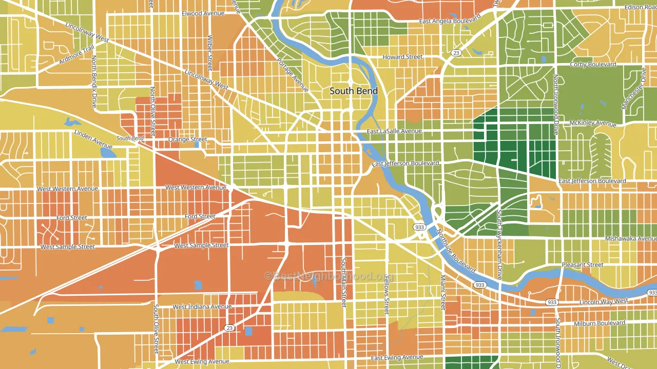 46601, IN block-group voter-turnout map