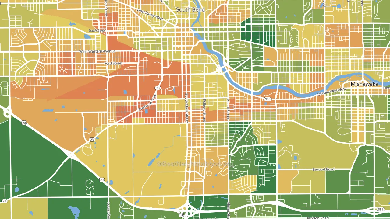 46613, IN block-group voter-turnout map