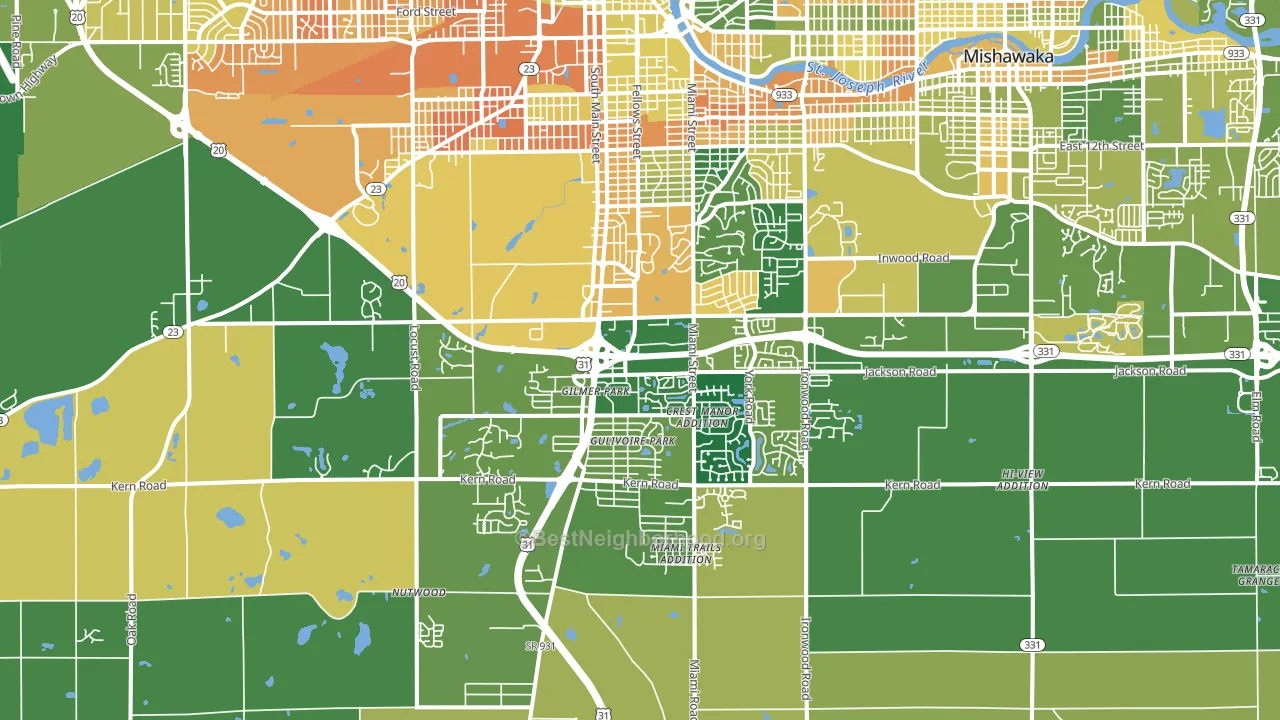 46614, IN block-group voter-turnout map