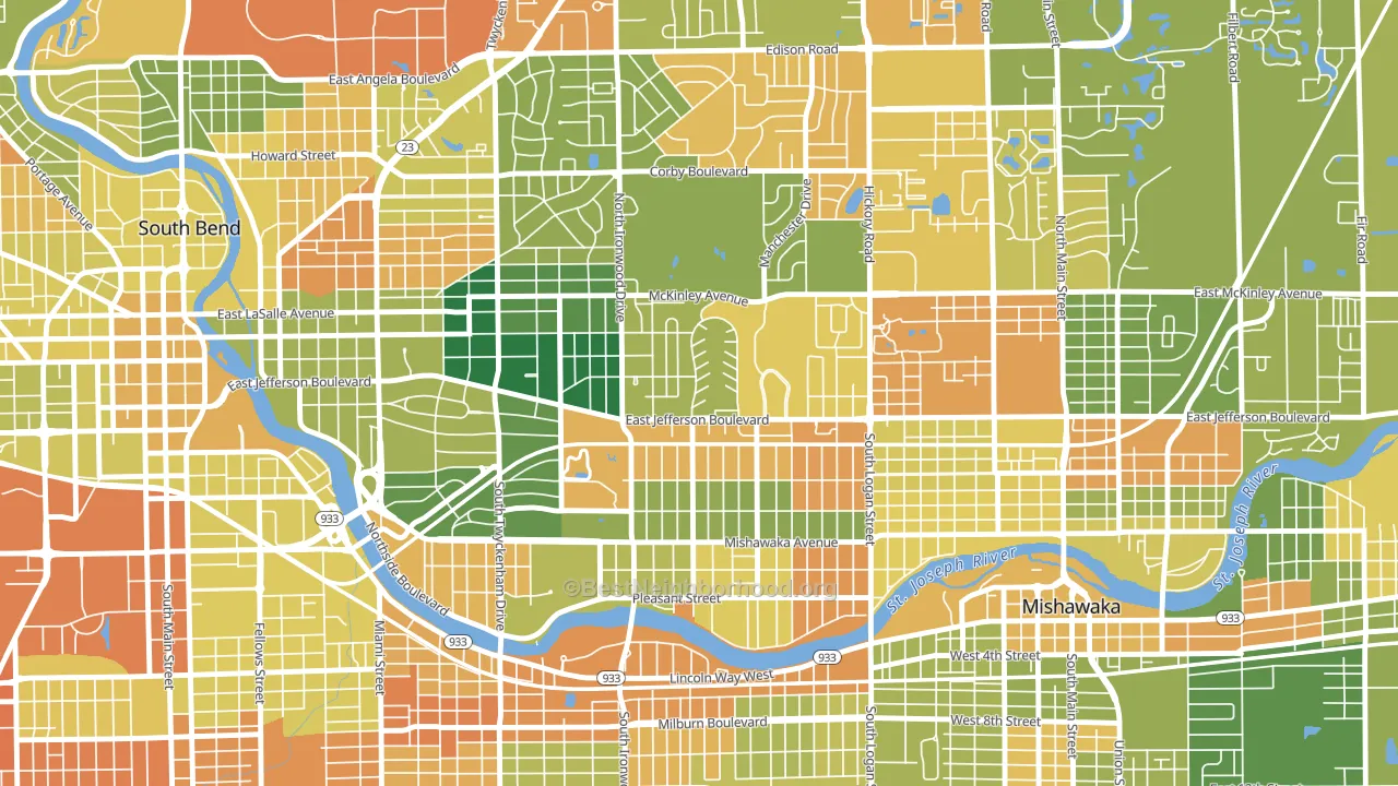46615, IN block-group voter-turnout map