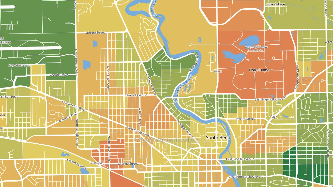 46616, IN block-group voter-turnout map