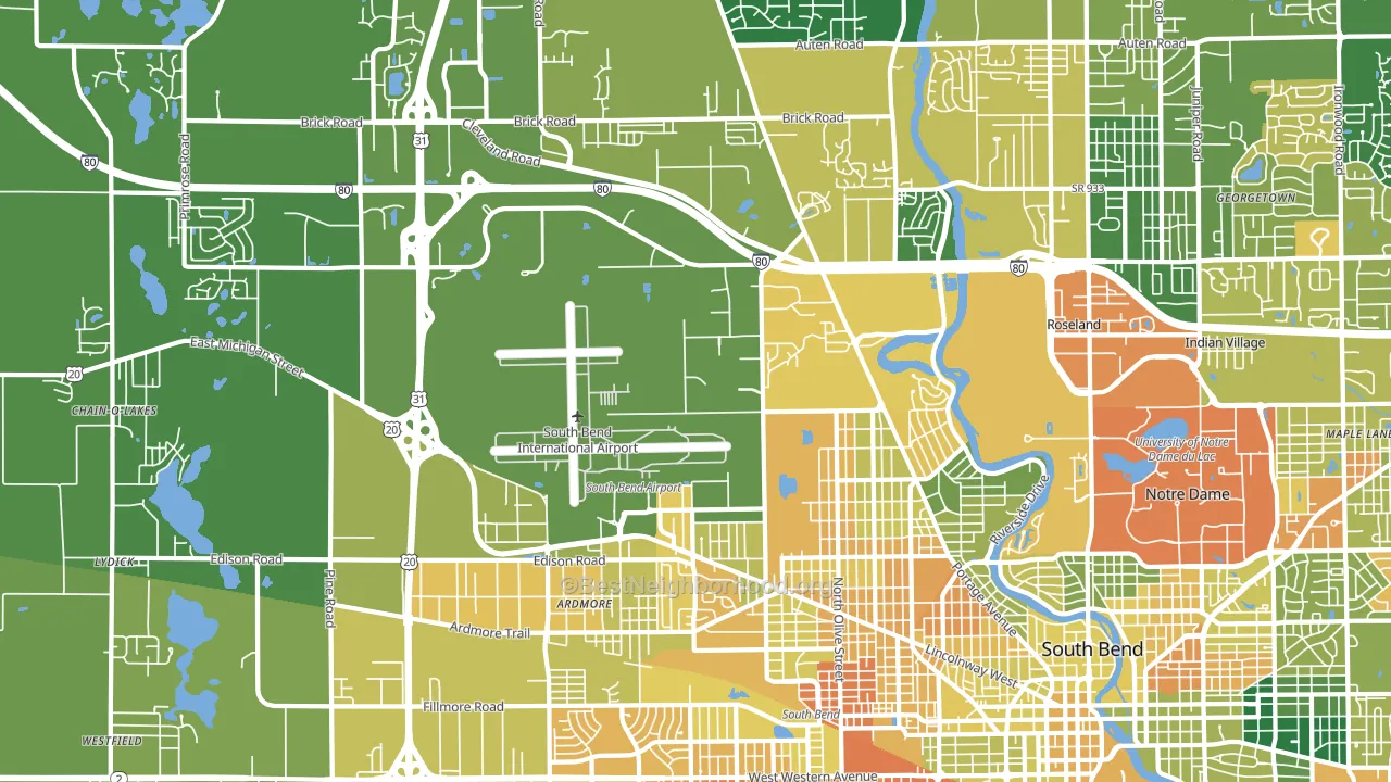 46628, IN block-group voter-turnout map
