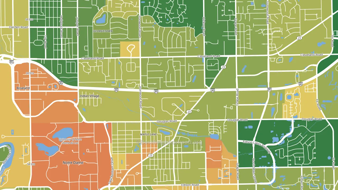 46635, IN block-group voter-turnout map