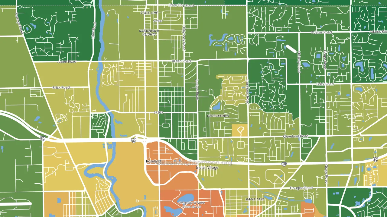 46637, IN block-group voter-turnout map