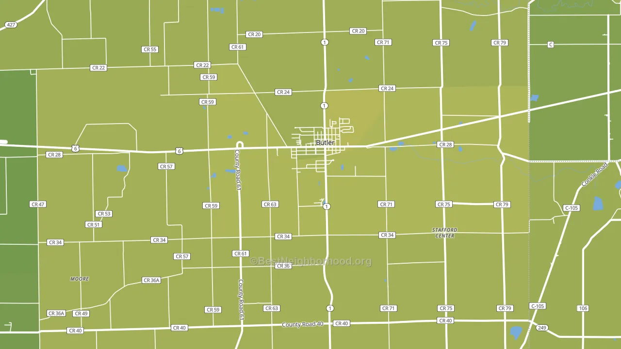 46721, IN block-group voter-turnout map