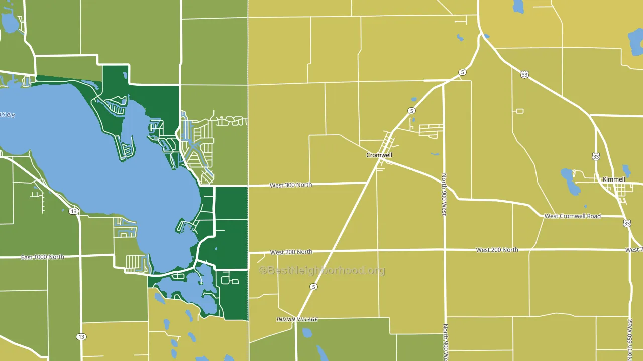 46732, IN block-group voter-turnout map