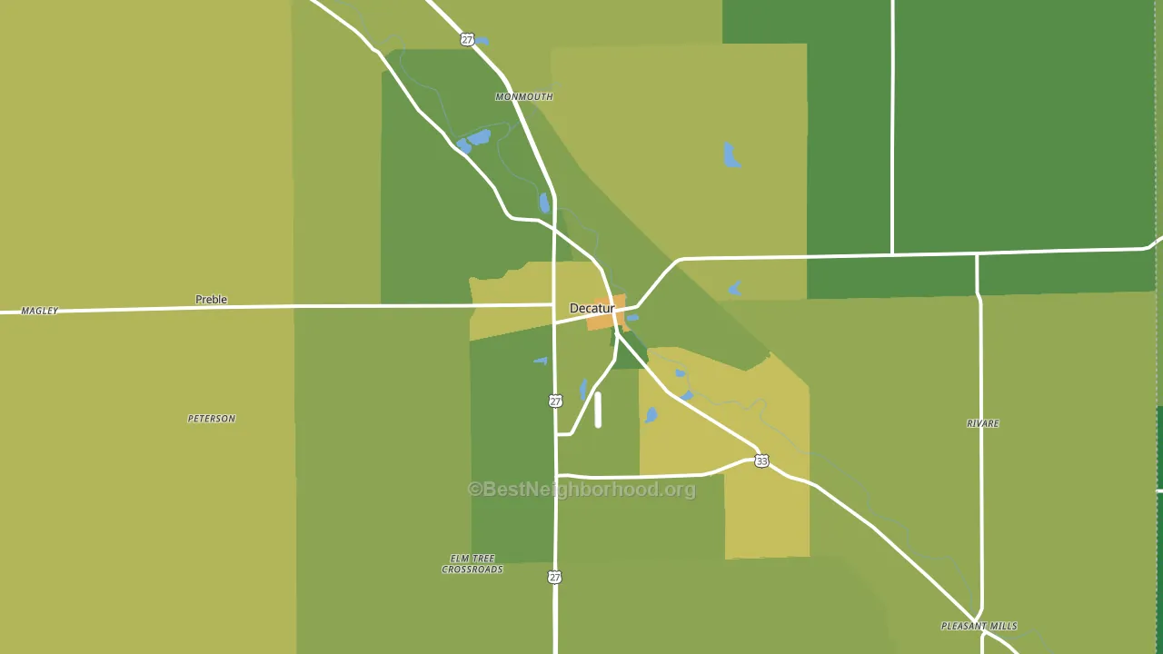 46733, IN block-group voter-turnout map