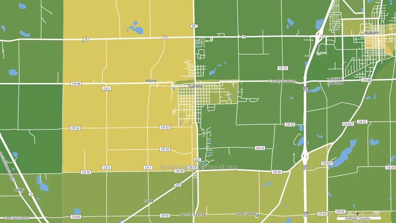 46738, IN block-group voter-turnout map
