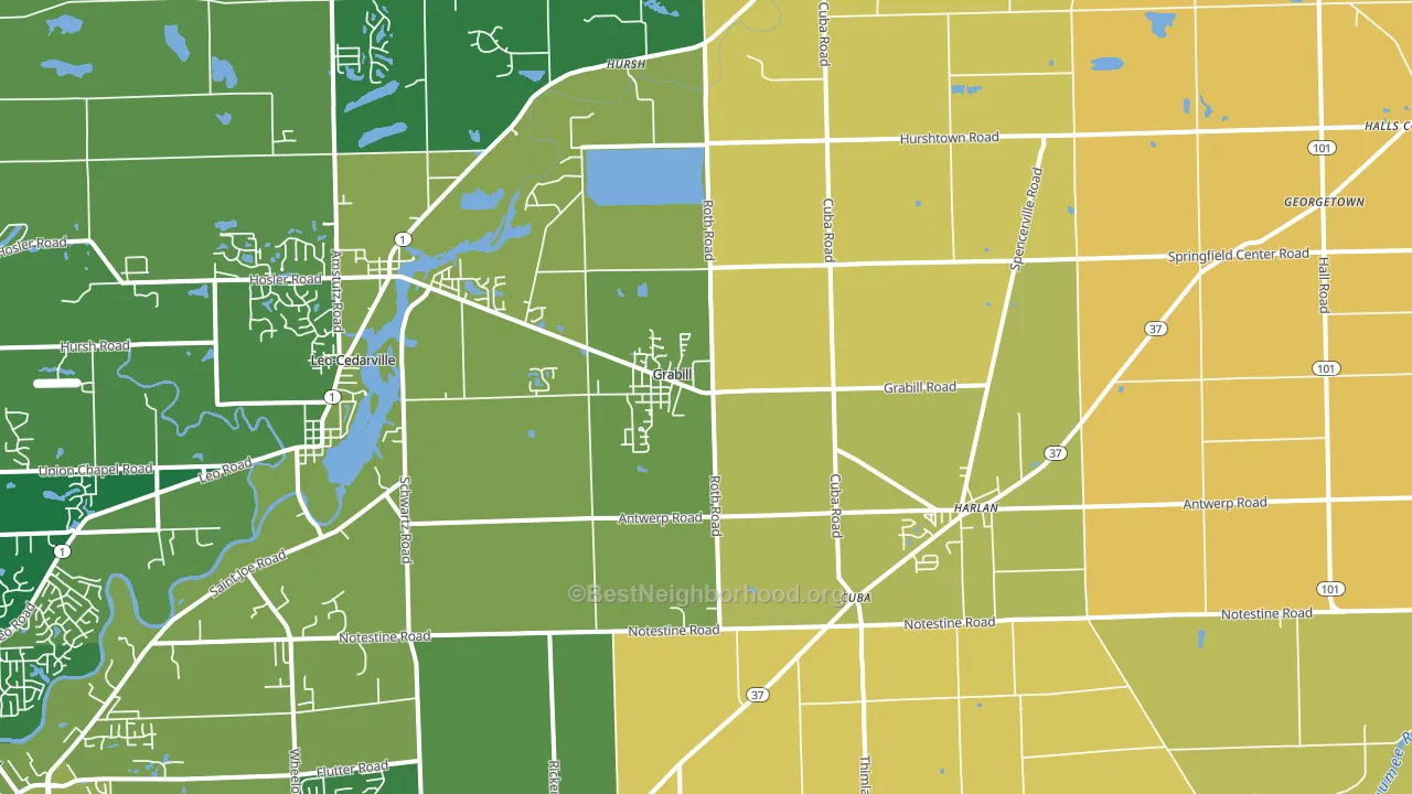 46741, IN block-group voter-turnout map