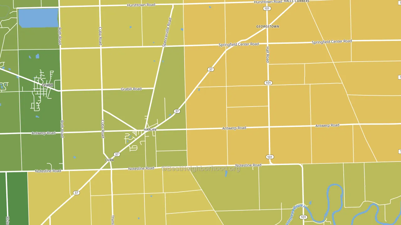 46743, IN block-group voter-turnout map
