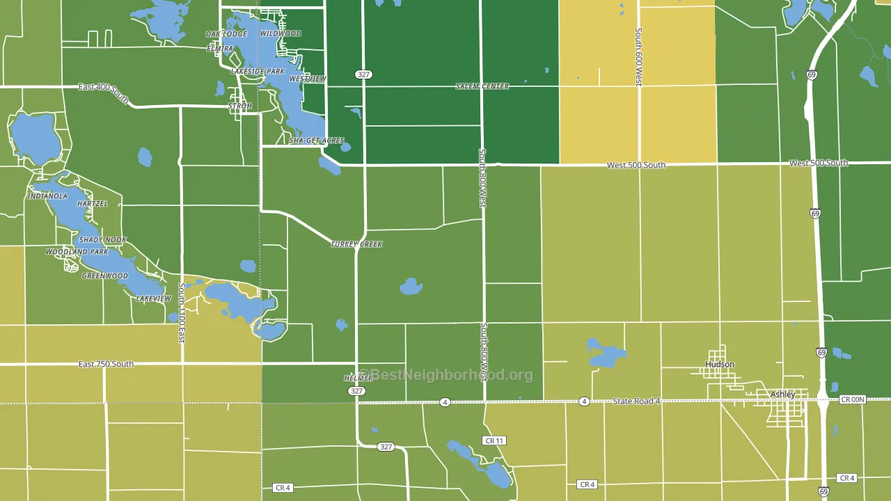 46747, IN block-group voter-turnout map