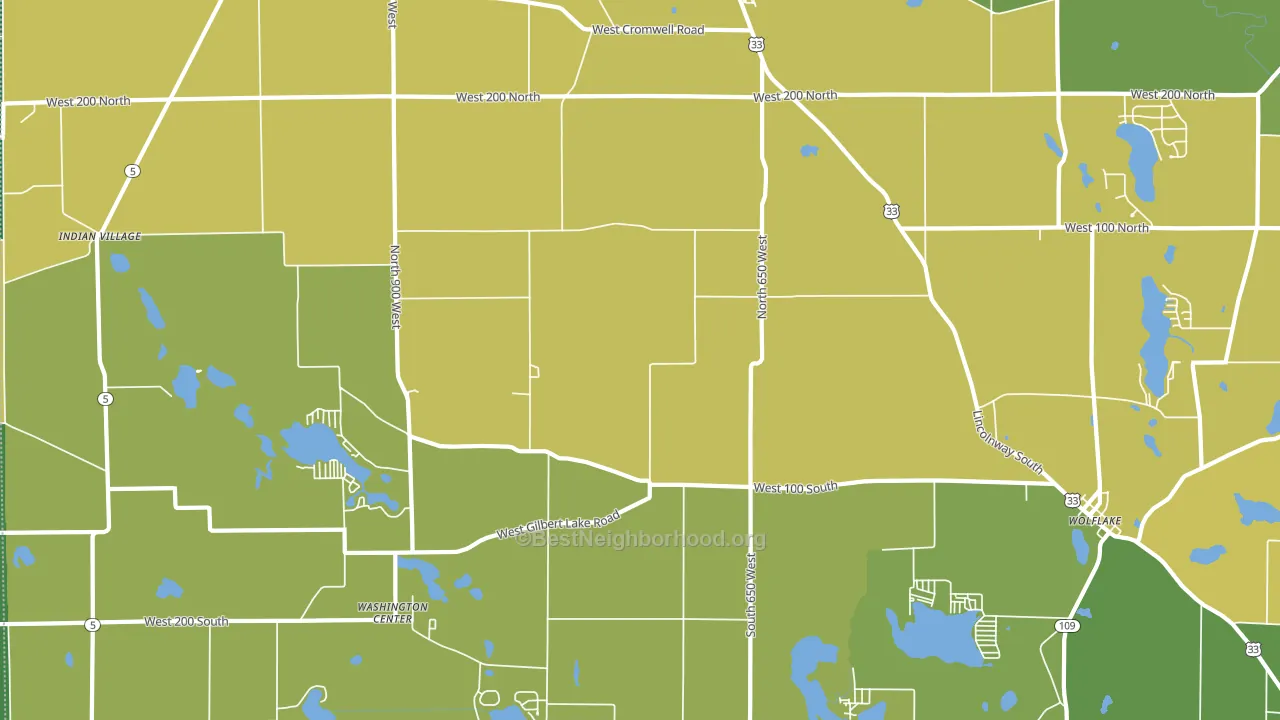 46760, IN block-group voter-turnout map