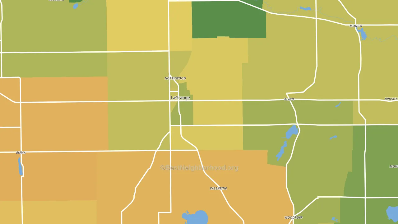 46761, IN block-group voter-turnout map