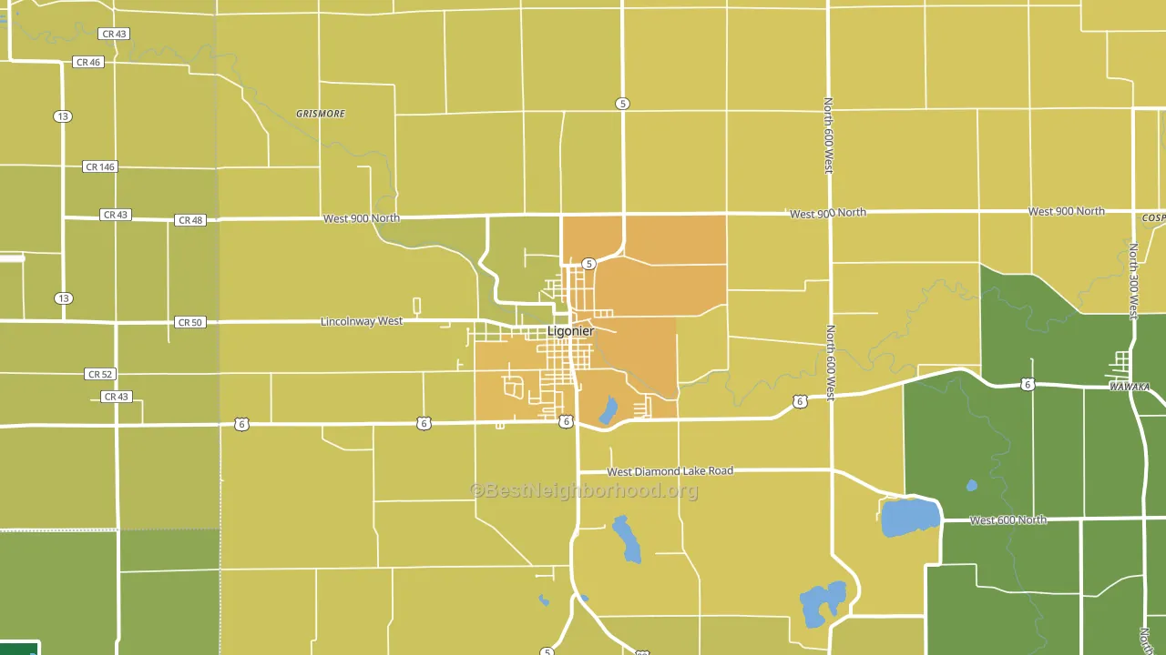 46767, IN block-group voter-turnout map
