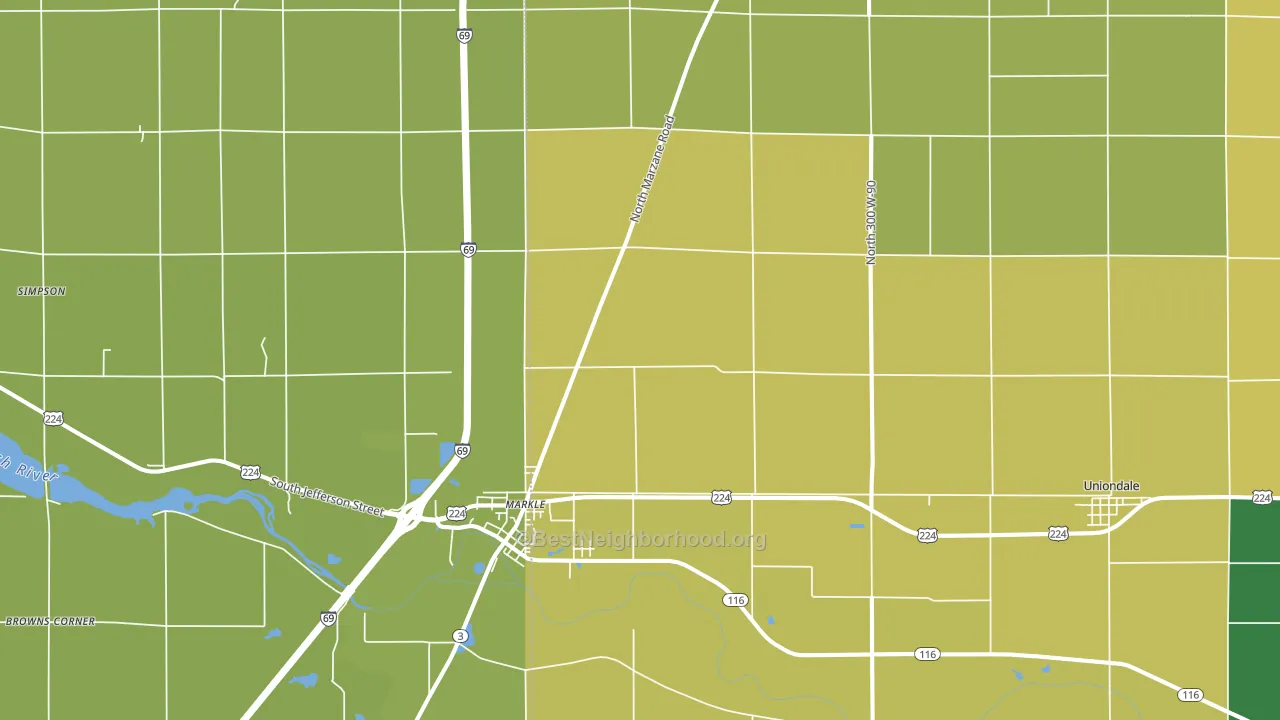 46770, IN block-group voter-turnout map