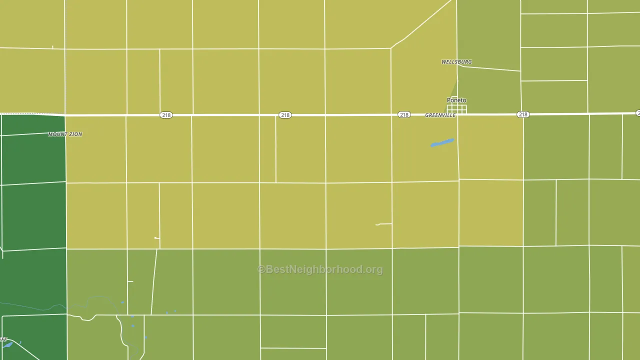 46781, IN block-group voter-turnout map