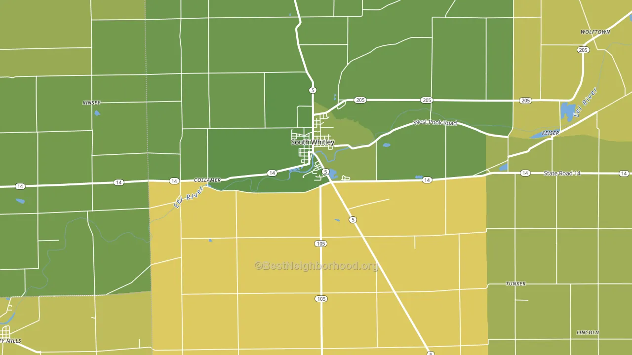 46787, IN block-group voter-turnout map