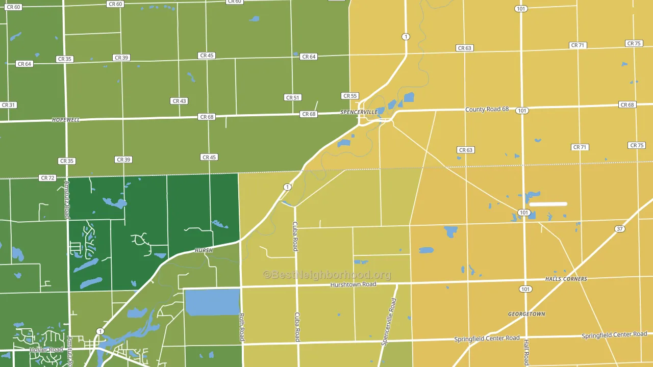 46788, IN block-group voter-turnout map