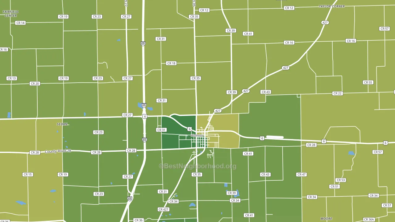 46793, IN block-group voter-turnout map