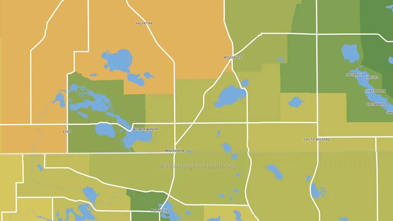 46795, IN block-group voter-turnout map
