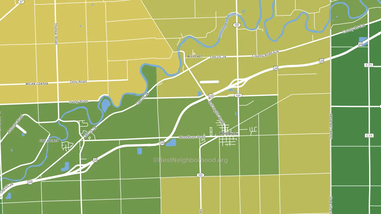 46797, IN block-group voter-turnout map