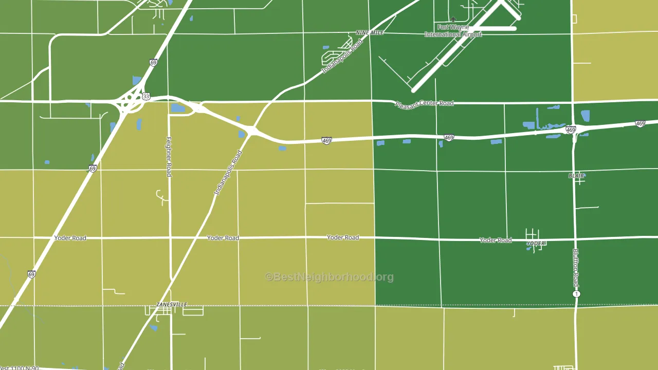 46798, IN block-group voter-turnout map