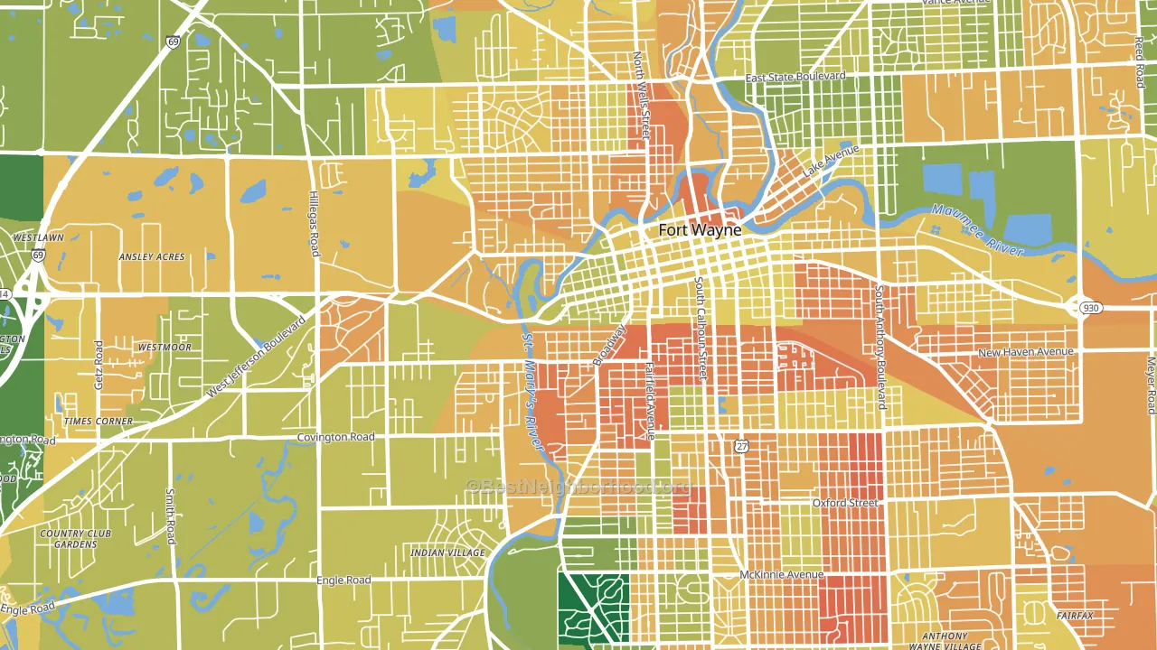 46802, IN block-group voter-turnout map
