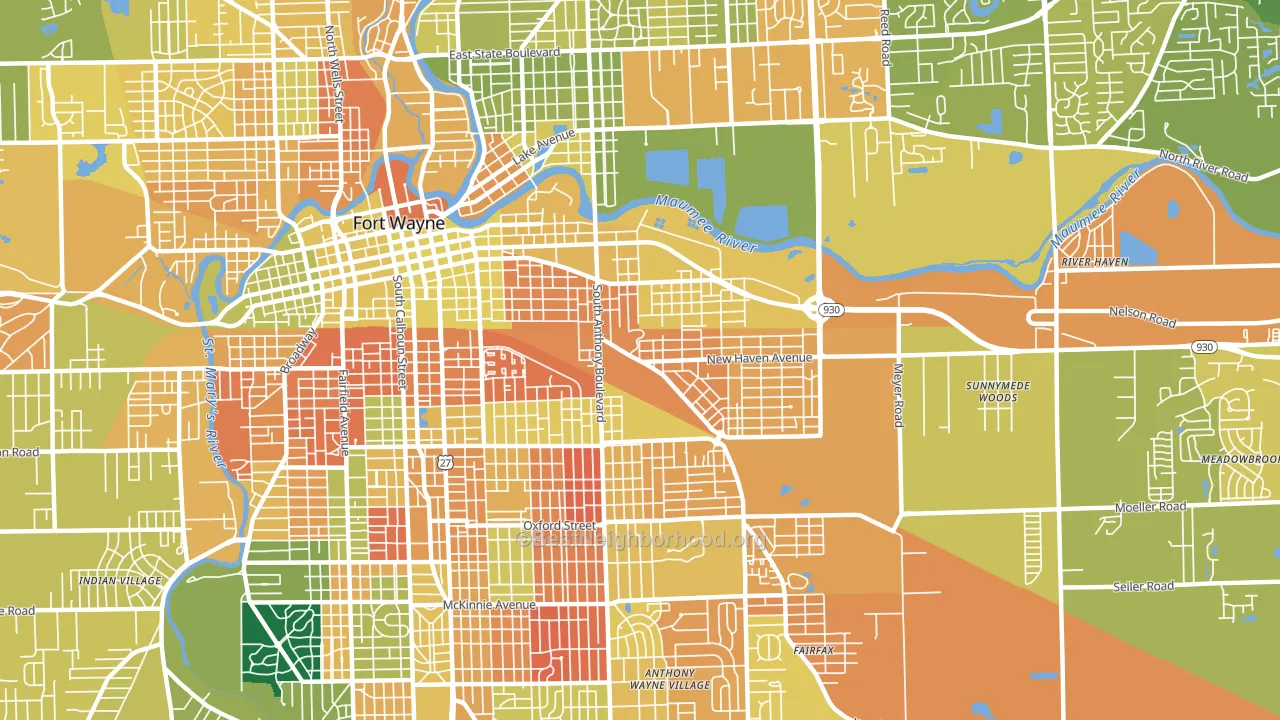 46803, IN block-group voter-turnout map