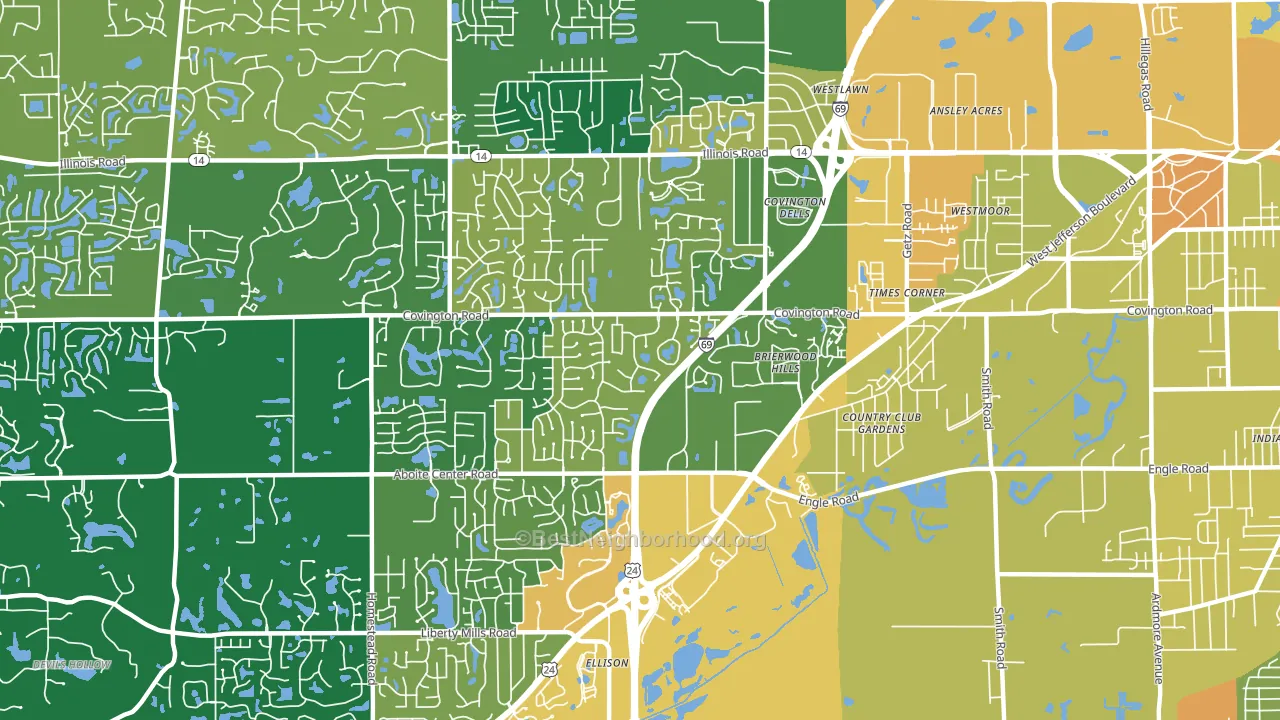 46804, IN block-group voter-turnout map
