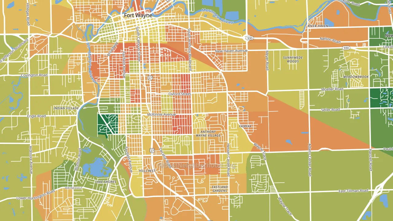 46806, IN block-group voter-turnout map