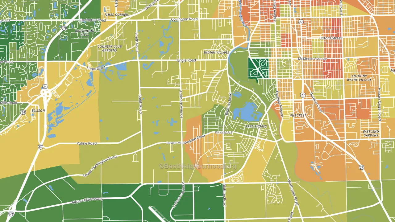 46809, IN block-group voter-turnout map