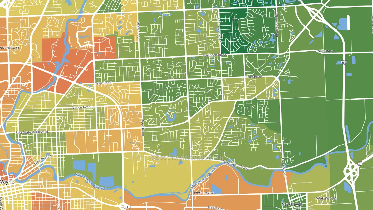 46815, IN block-group voter-turnout map