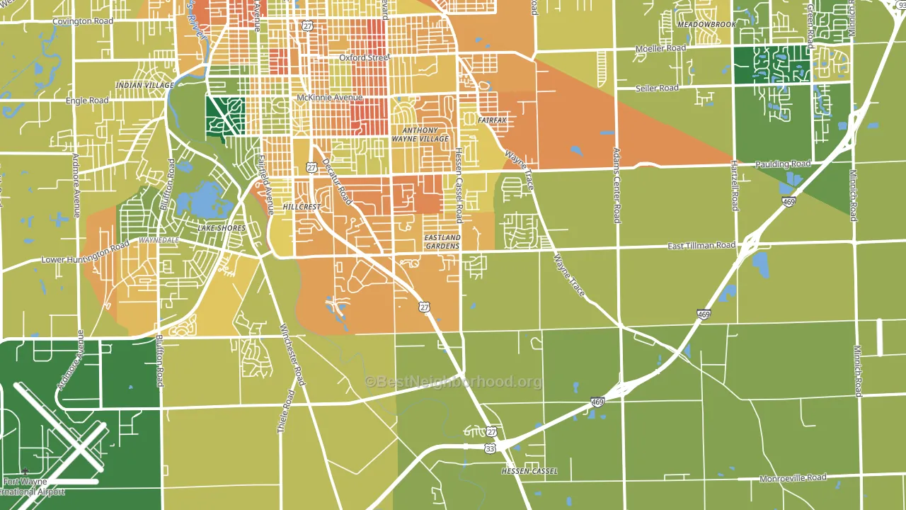 46816, IN block-group voter-turnout map