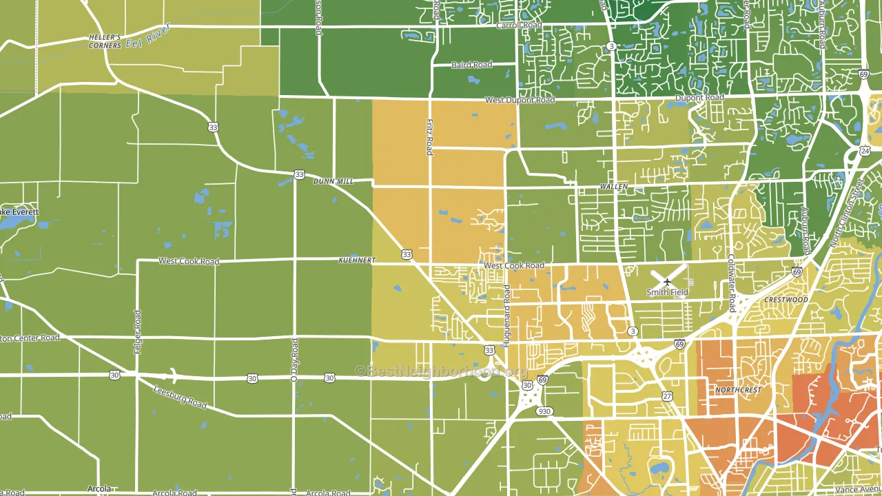 46818, IN block-group voter-turnout map