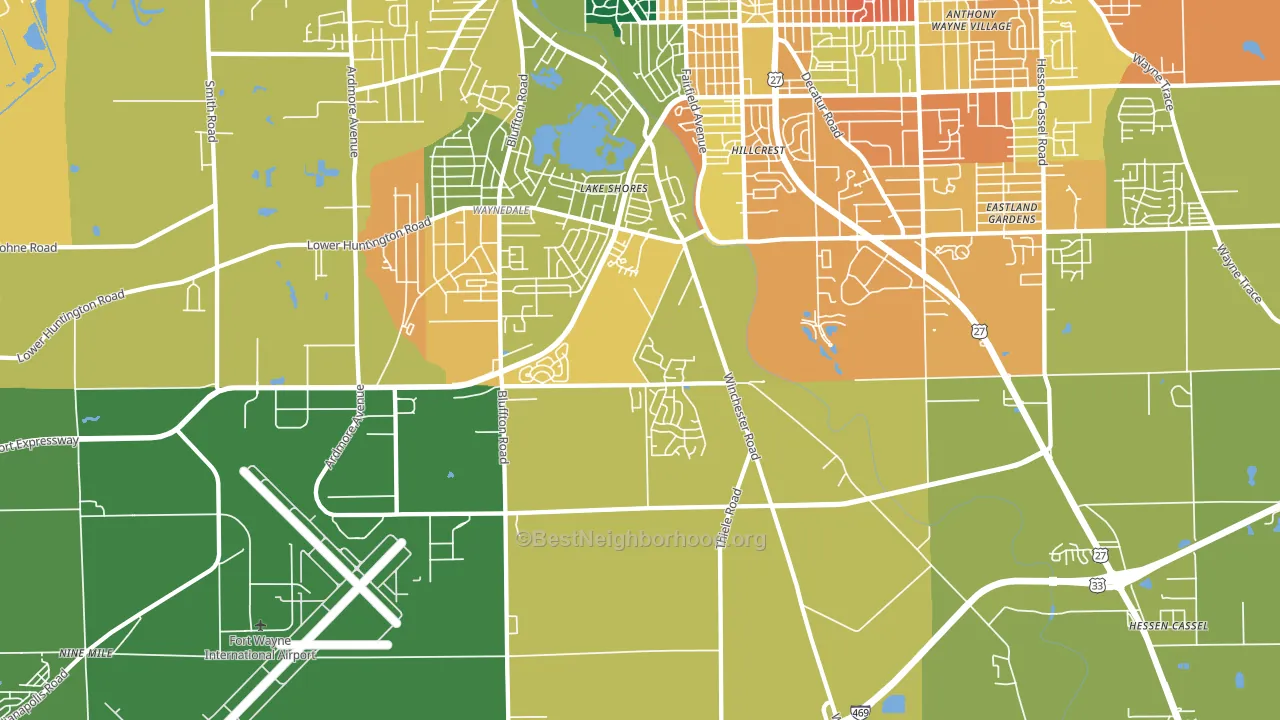 46819, IN block-group voter-turnout map