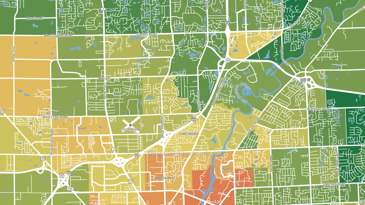 46825, IN block-group voter-turnout map