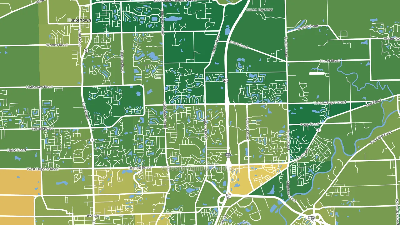46845, IN block-group voter-turnout map