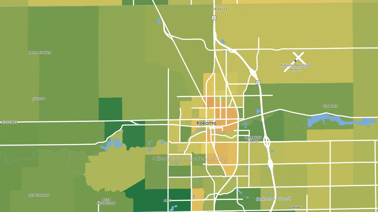 46901, IN block-group voter-turnout map