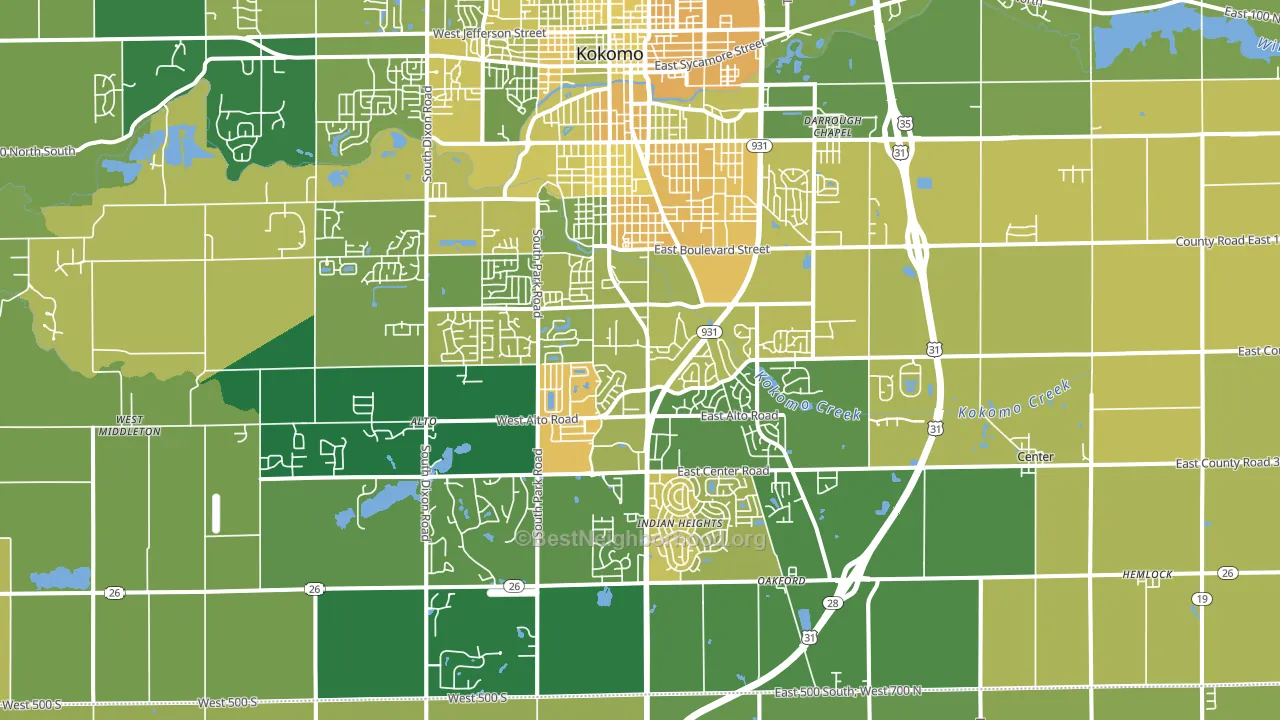 46902, IN block-group voter-turnout map