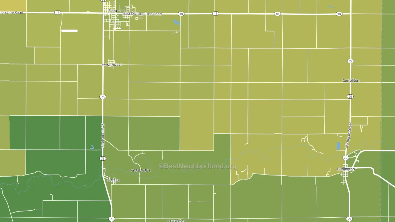 46913, IN block-group voter-turnout map