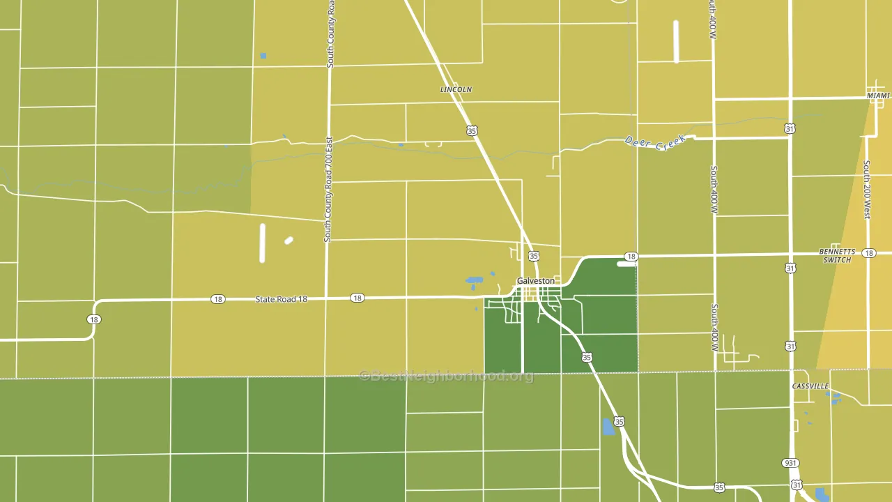 46932, IN block-group voter-turnout map